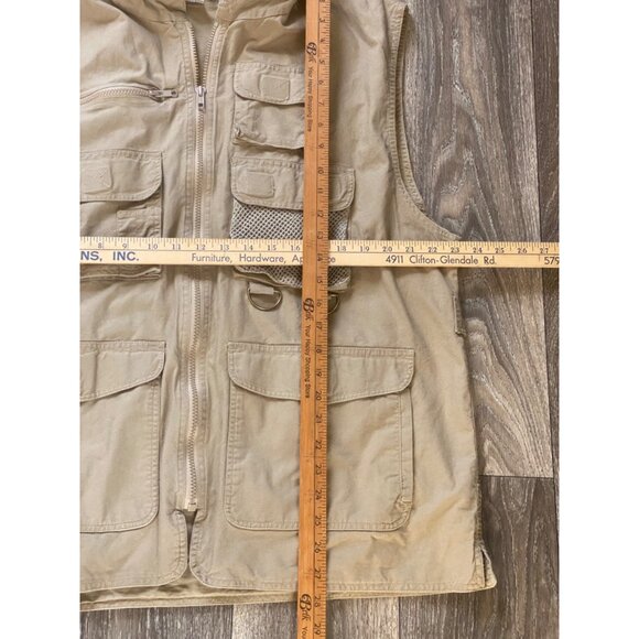 NIKOATA HOODED FISHING VEST MENS SIZE XL FULL ZIP TACKLE POCKETS KHAKI - Picture 6 of 6